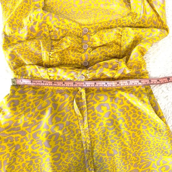 Jessica Simpson Vibrant Yellow Leopard Mini Dress w/Pockets & Tie Waist Size XS - Picture 8 of 9